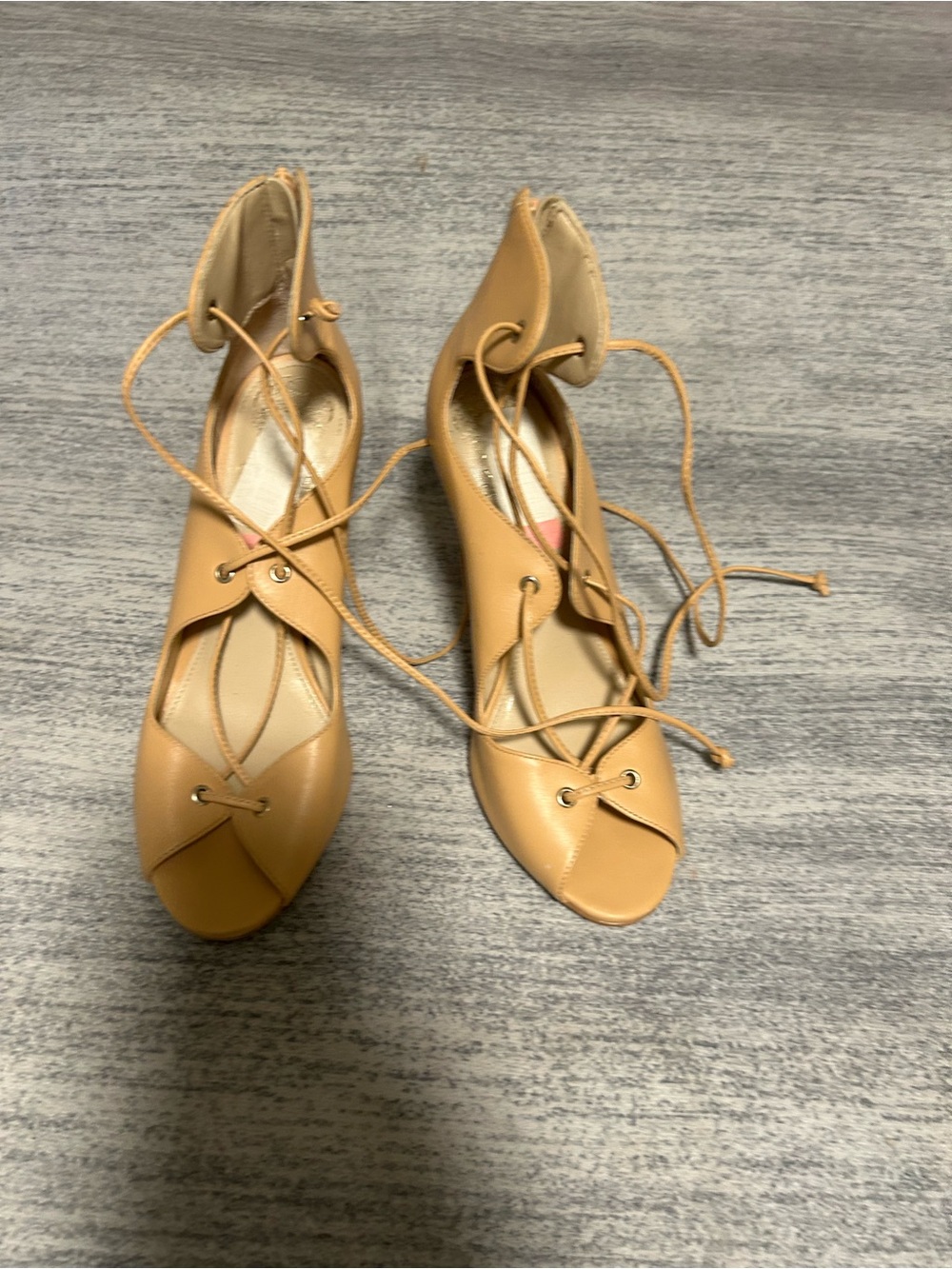 Lace-Up Peep Toe Vince camuto in Tan